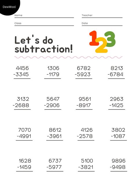 subtraction worksheet|subtraction worksheet for class 4.